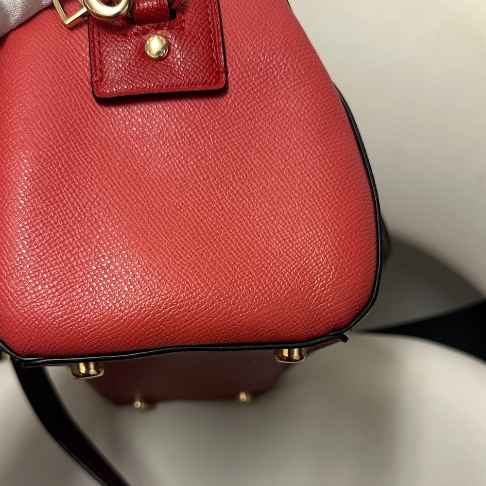 Coach Rowan Satchel Colorblock Deep Scarlet Multi, 2 in 1 Coach Boston style Bag - Picture 10 of 17